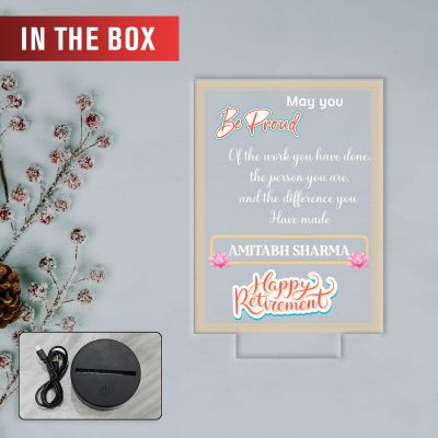 Personalized Happy Retirement LED Night Lamp Custom with Name Warm White Light Retirement Gift for Teacher, Mom, Dad, Colleagues, Boss